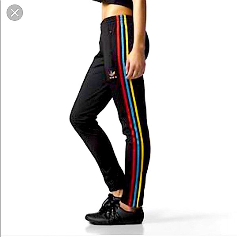 adidas Originals Black Joggers with Multicolor Stripes